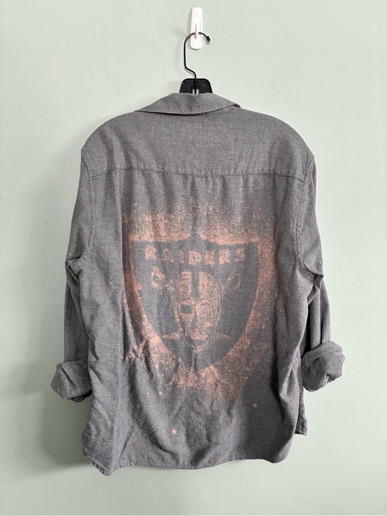 H&M Other - Bleached Handmade NFL Football Las Vegas Raiders Grey Button Up Sz Mens L